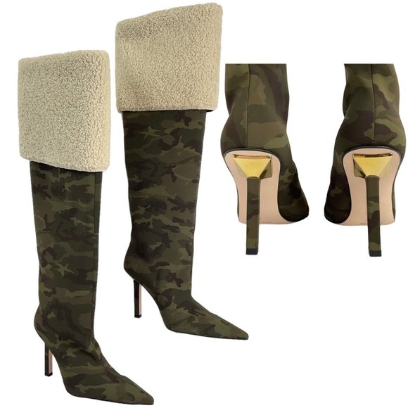 Good American Shoes - Good American Boots Women Sz 9 Camouflage Thigh Kardashian GA255N-X $349 Nib